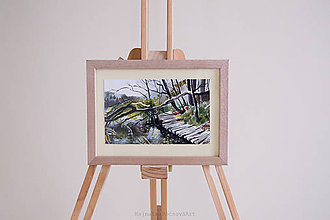 Obrazy - Akvarel Plitvické jazerá-originál - 9153929_