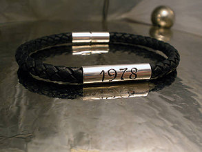 Pánske šperky - kožený pánsky náramok s nápisom - AG 925 - 9167391_