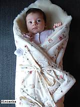 Detský textil - Klasická zavinovačka pre novorodenca zimná 100% MERINO TOP Hviezda béžová - 9164032_