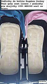 Detský textil - Bugaboo Donkey Twin seat liners / podložky pre dvojičky 100% MERINO wool na mieru pastelová - 9167192_