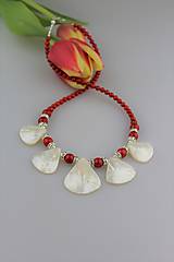 Luxusný náhrdelník červený koral,perleť, striebro....