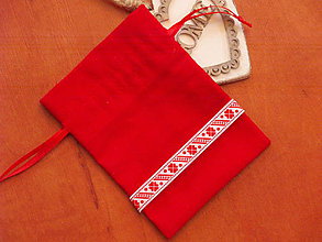 Úžitkový textil - Folklórne darčekové vrecúško - červený ornament - 9164280_