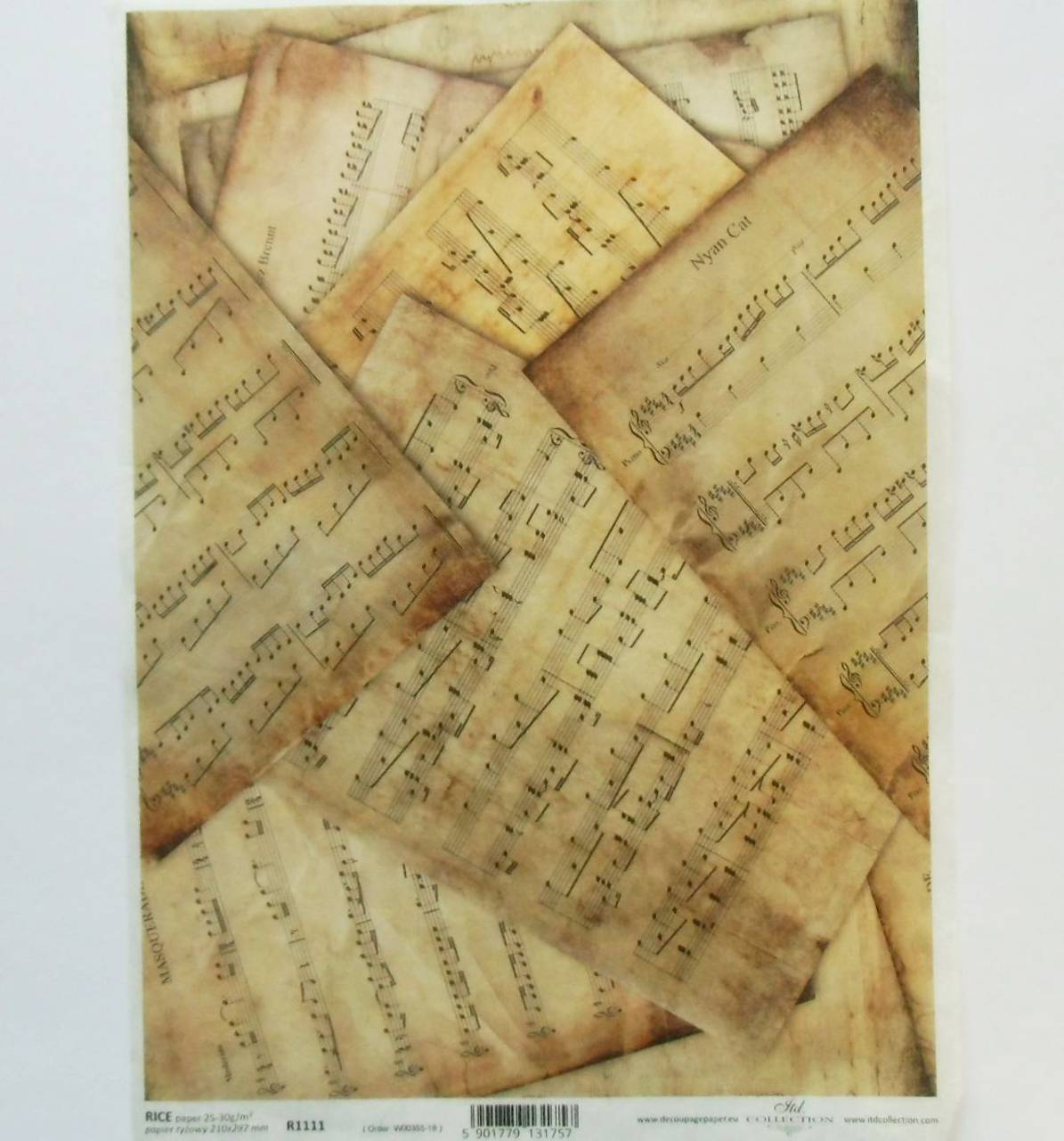 Ryžový papier na decoupage - A4-R1111 - nota, notový papier