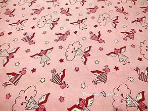 Textil - Flanel - anjelíci - ružový - 9168911_