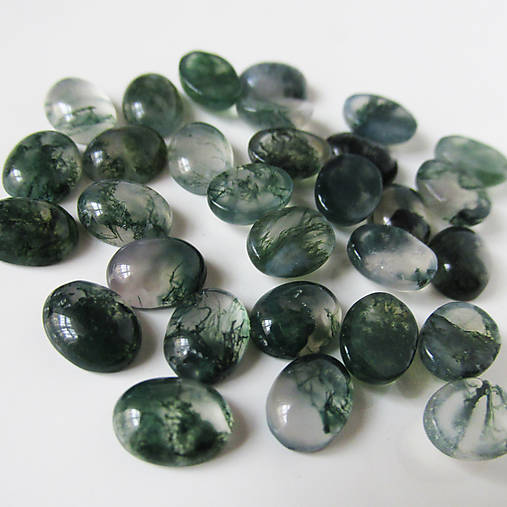 Minerály - Kabošon ovál 6x8mm (Achát machový) - 9170769_