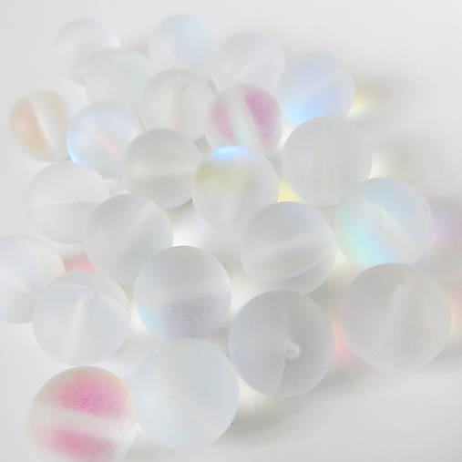 Korálky - Korálky sklenené Dreamy AB (Moonstone Frost 12mm) - 9170935_