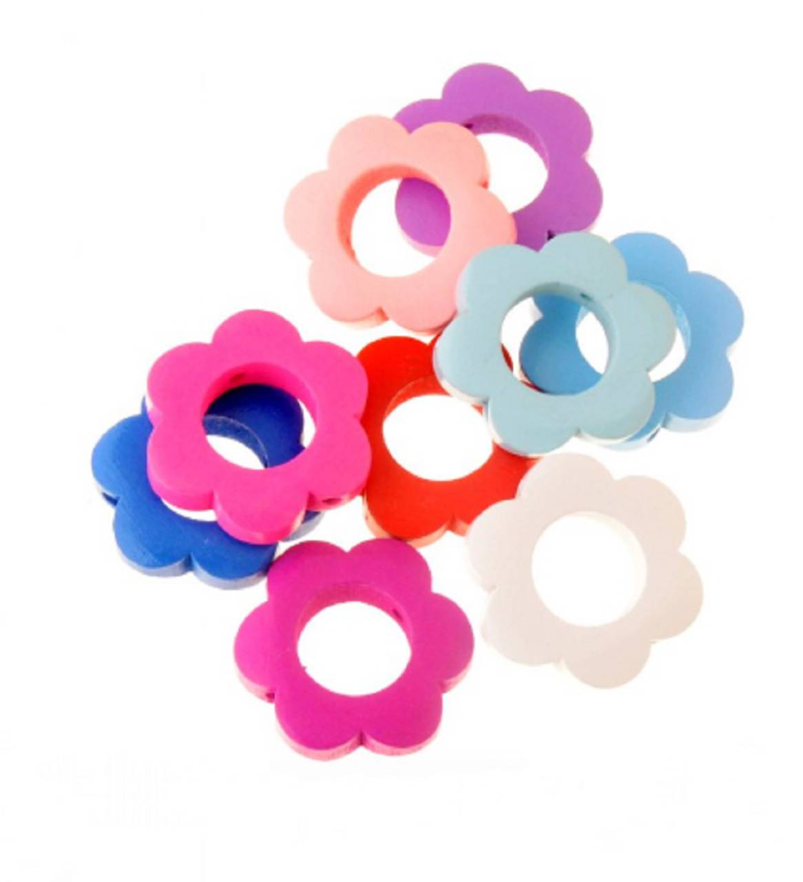 KR111 Drevený konektor KVIETOK farebný 3 x 3 cm