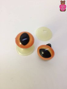 Komponenty - Bezpečnostné oči (pár)- oranžové mačacie 12mm - 9174757_