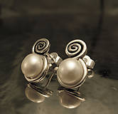 Náušnice - perlové napichovačky so špirálkou - AG 925 - 9176238_