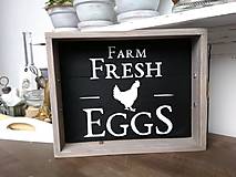 Nádoby - Drevený farmársky podnos "starý šuplik Eggs" - 9175455_