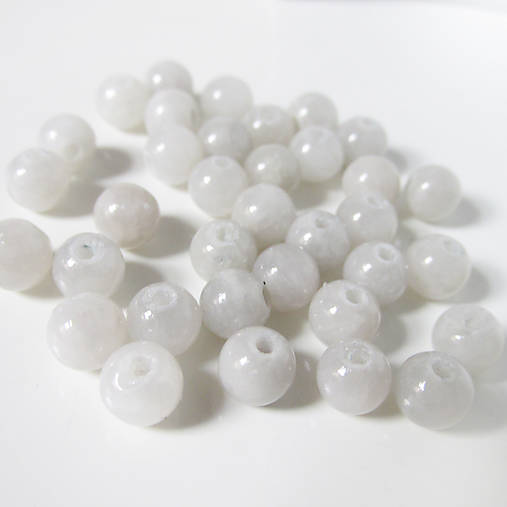 Minerály - Jadeit korálka / 6mm / balenie 10ks (White Smoke) - 9174556_