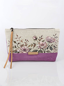 Kabelky - Ľanová kabelka - clutch bag s ručnou maľbou "Rosie" - 9174112_