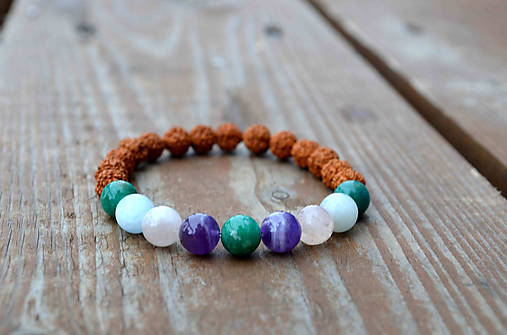 Náramky - Ochranný náramek - rudraksha/amazonit/ametyst.... - 9174728_