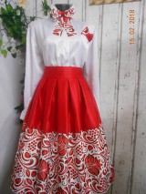 Sukne - FLORAL FOLK - skladaná červená sukňa  - 9182268_