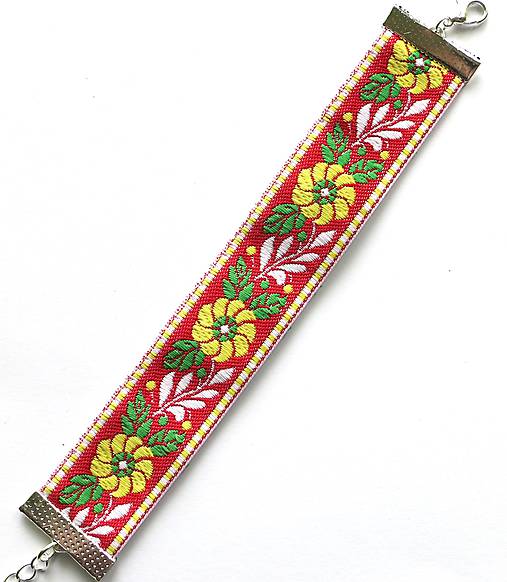 Náramky - Náramok "Folk" krojový (červený) - 9190041_