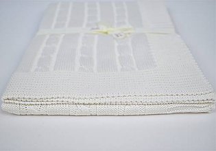 Detský textil - Pletená detská deka "Vrkoč" - smotanková,100x80cm, OEKO-TEX® - 9186830_