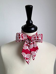 Šatky - červená dámska kravata Čičmany - 9195776_