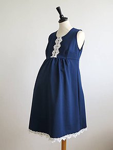 Tehotenské oblečenie - tehotenské šaty - modré s čipkou - 9195835_