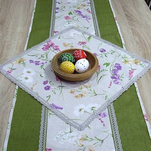 Úžitkový textil - Farebná lúka na režnej - obrus štvorec - 9191231_