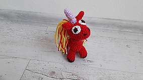 Hračky - koník/ unicorn -ik   (červený) - 9192450_