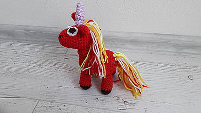 Hračky - koník/ unicorn -ik   (červený) - 9192439_
