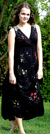 Šaty - Ručne maľované krásne čierne šaty - 9196193_
