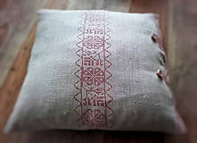Úžitkový textil - Lněný povlak na polštář s výšivkou - 9196147_