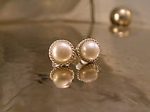 Náušnice - perlové napichovačky s filigránom - Ag 925 - 9204474_