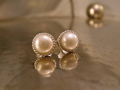 perlové napichovačky s filigránom - Ag 925