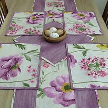 Úžitkový textil - Veľké kvety s fialovým melírom - prestieranie 40x28 - 9204728_