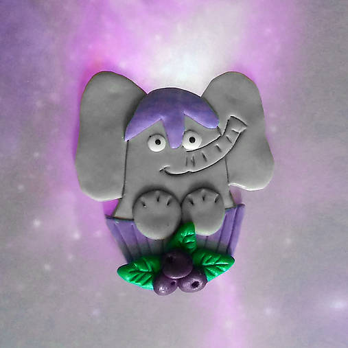 Magnetky - Okydaná zver (s čučoriedkami - slon NA ZÁKAZKU) - 9205636_