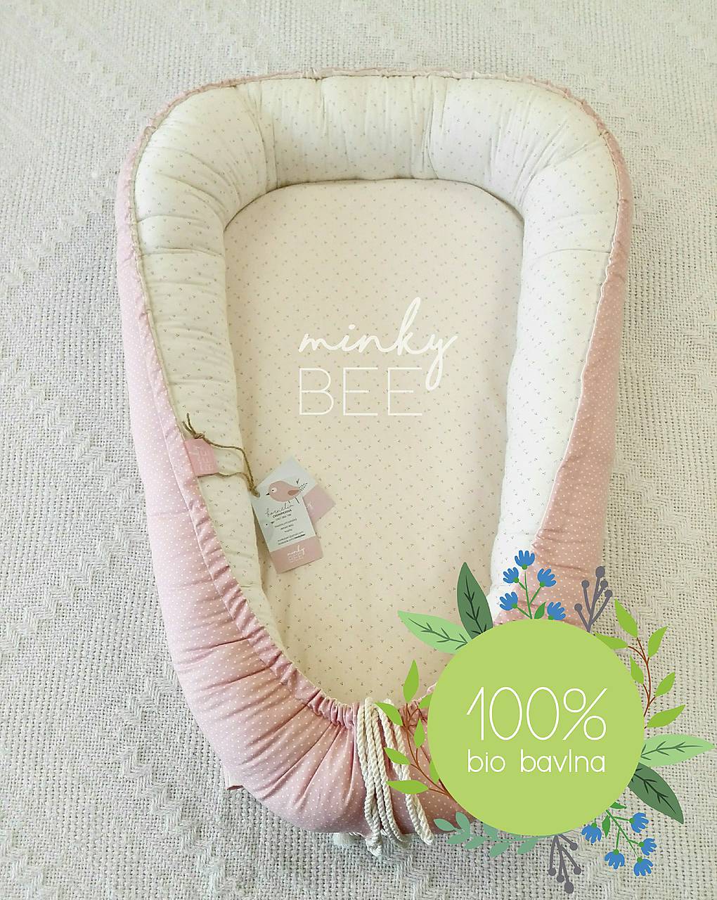 POSLEDNÝ KUS! Luxusné hniezdo pre novorodenca z BIO bavlny