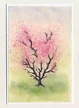 Papiernictvo - Ručne maľovaná pohľadnica - Rozkvitnutý strom - 9211881_