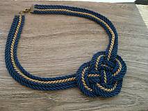 Náhrdelníky - Uzlový náhrdelník hrubý (bežovo modrý, č. 1803) - 9212219_