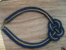 Náhrdelníky - Uzlový náhrdelník hrubý (bežovo modrý, č. 1803) - 9212221_