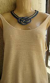 Náhrdelníky - Uzlový náhrdelník hrubý (bežovo modrý, č. 1803) - 9212226_