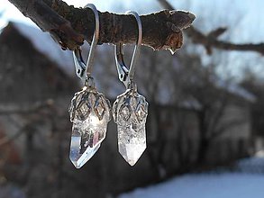 Náušnice - earrings le ametysté,cristalla and snow - 9216168_
