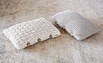 Úžitkový textil - Pletený vankúš - prírodný (Béžová) - 9219866_