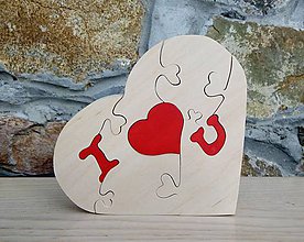 Dekorácie - Srdiečko puzzle - I love YOU - 9219678_