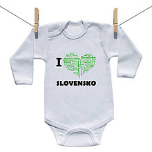 Detské oblečenie - Originálne body I love Slovensko (Zelená) - 9222104_