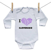 Detské oblečenie - Originálne body I love Slovensko (Fialová) - 9222107_