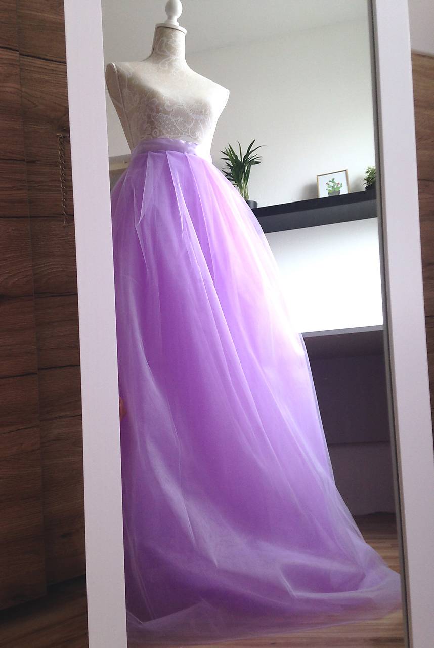 Tylová sukňa dlhá fialková