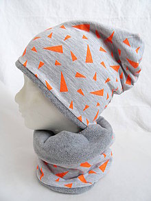 Detské čiapky - Krikľavý oranžový teplý set - 9233541_