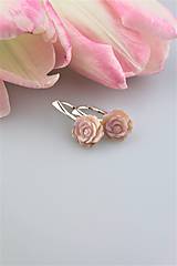 romantické náušnice perleť v striebre - krásna ružová perleť ružičky