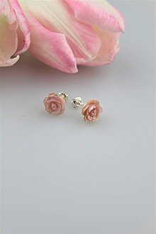 Náušnice - ružičky náušnice perleť v striebre - 9236248_