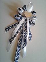 Svadobné pierka - folklórne pierko modro-biele pre rodičov, starejšieho, družbu - 9240006_