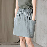 Sukne - Dámska ľanová sukňa s vreckami MOLLY - 9246898_