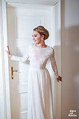 Šaty - Svadobné šaty z elastického tylu s dlhým rukávom - 9244289_