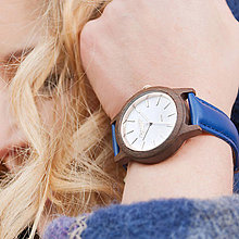 Náramky - Drevené hodinky Sissy (Modrá) - 9245087_