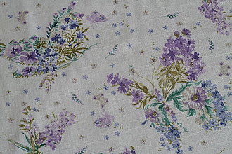 Textil - Látka Kvietkované motýle Lila - 9251127_